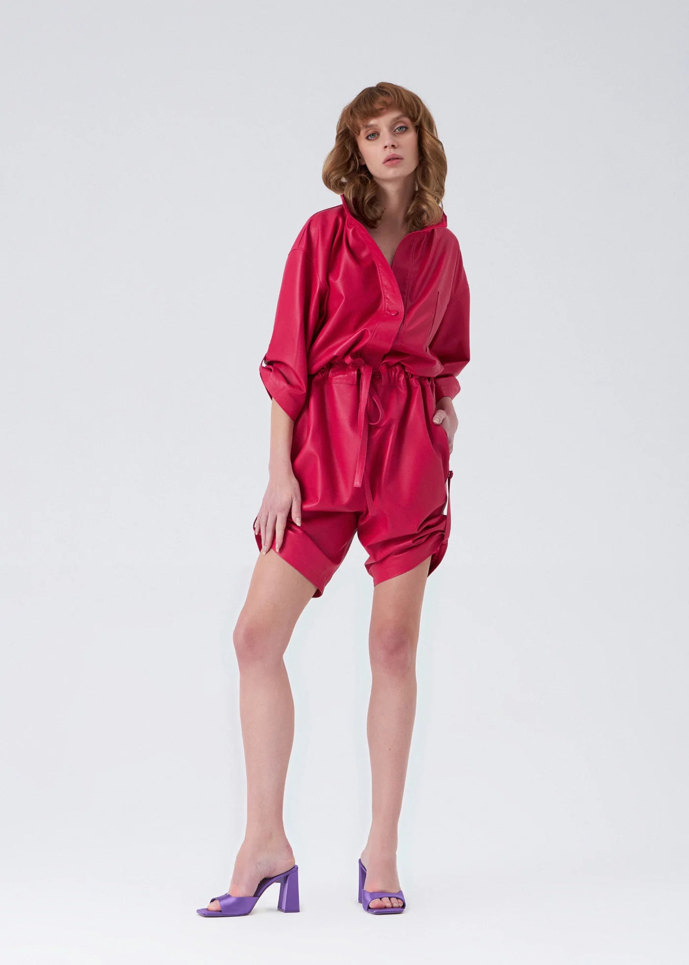 
                  
                    Burn Oversized Leather Short Jumpsuit
                  
                