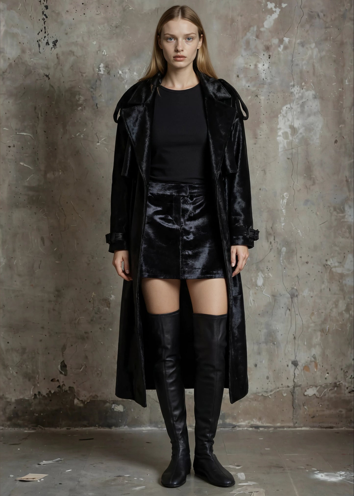 
                  
                    Bella Ponyhair Trench Coat Black
                  
                