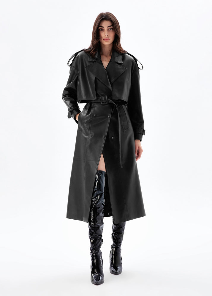 
                  
                    Bella Leather Trench Coat Black
                  
                