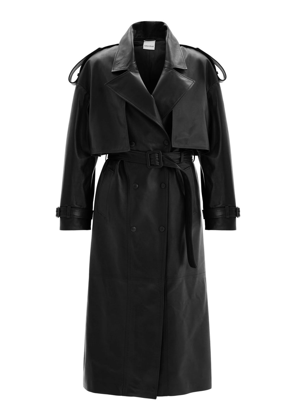 コート [FRONTTROW]Eco Leather Trench Half Coat Vintage Leather Trench Coat - Grey | Parallel