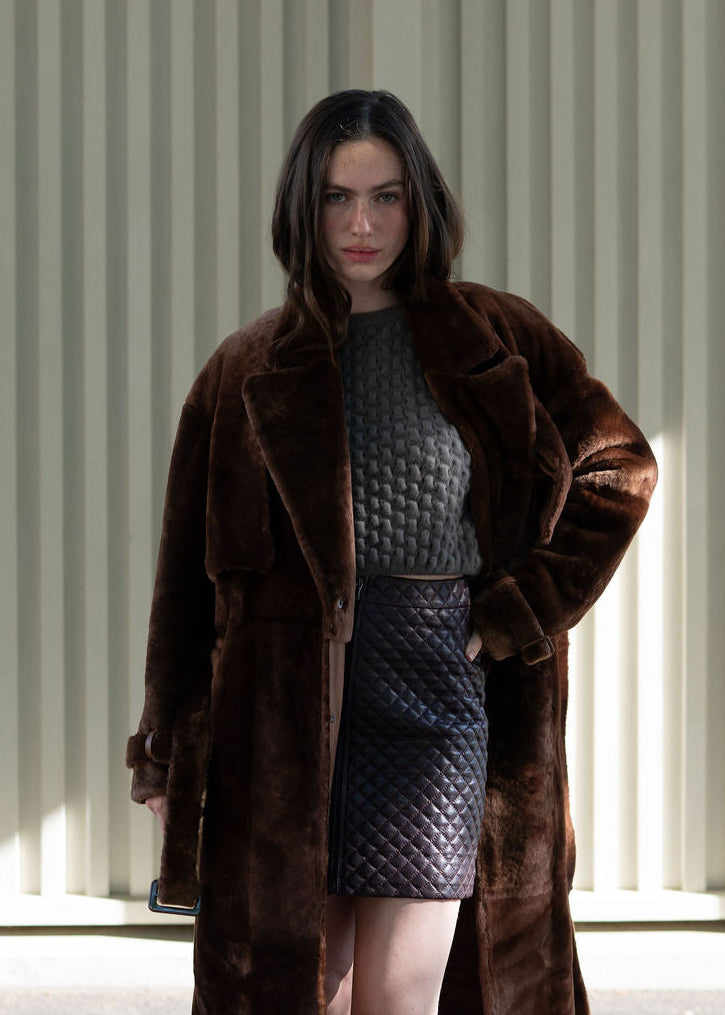 
                  
                    Bella Shearling Trench Coat Chessnut
                  
                