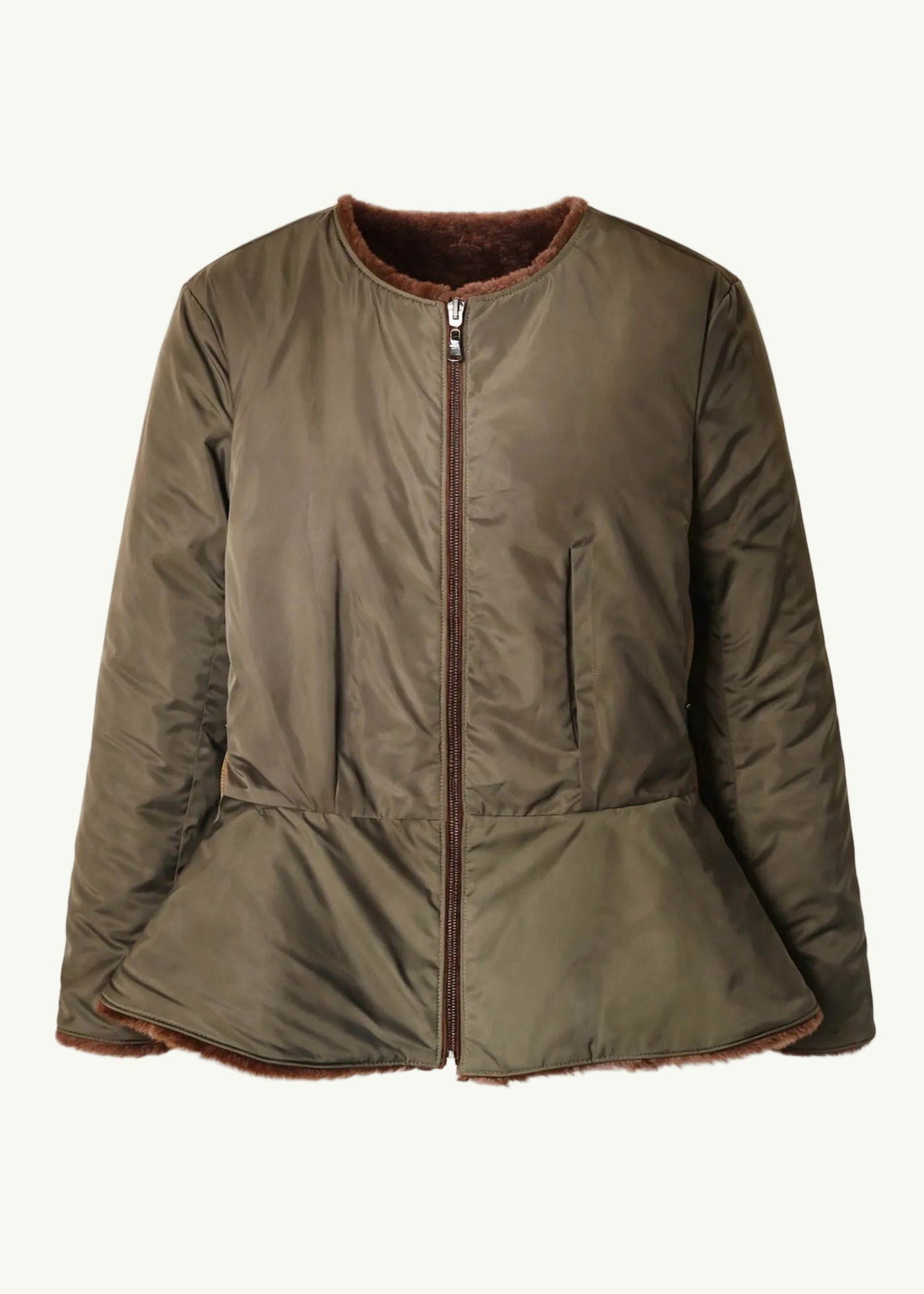 
                  
                    Dani Shearling Peplum Jacket Reversible Brown
                  
                