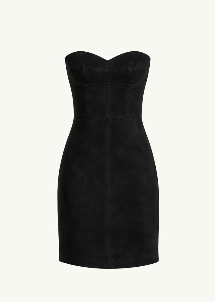 chinese dress ladies Daria stretch suede leather dress – Ezgi Cinar