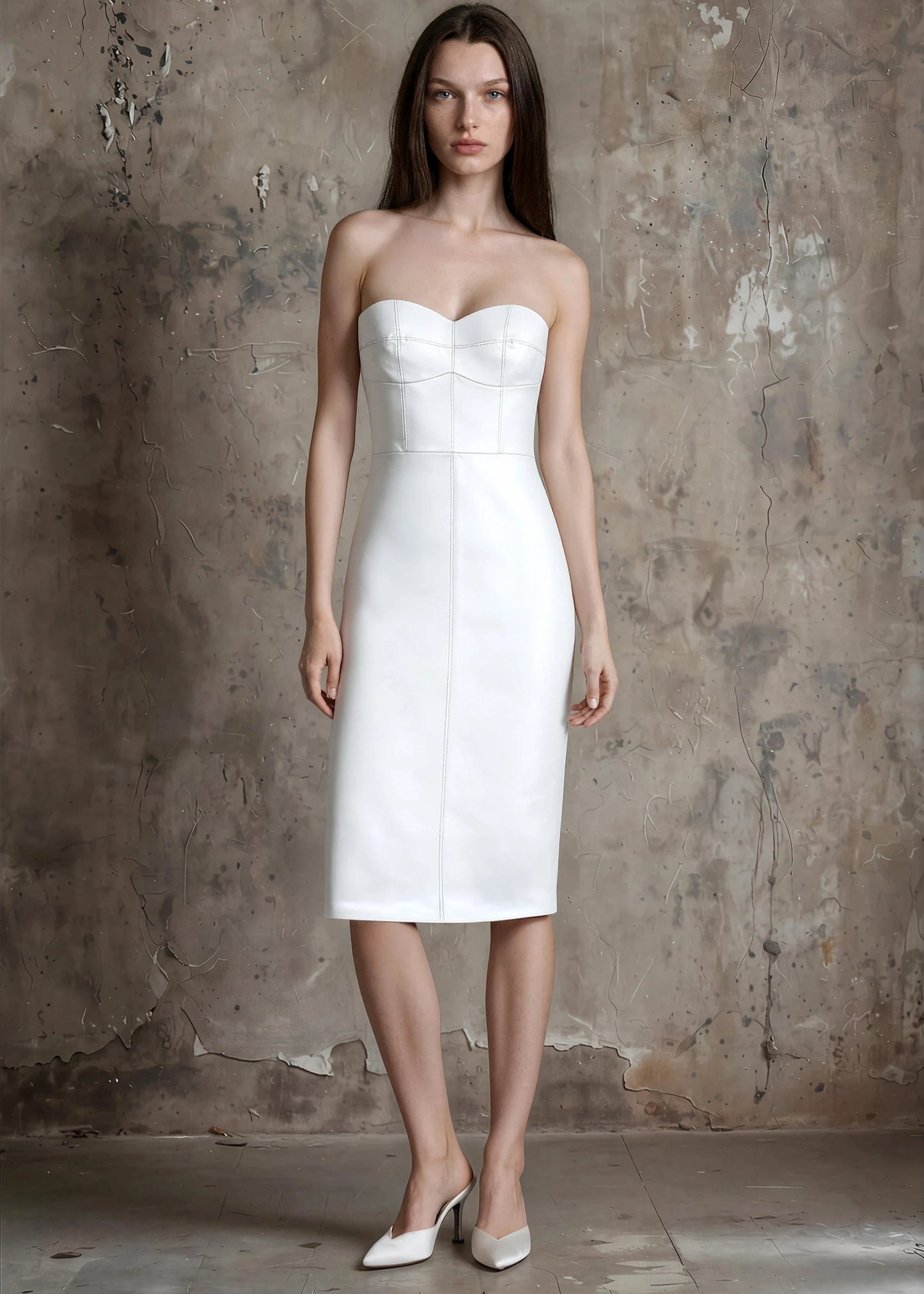 
                  
                    Daria stretch leather dress white
                  
                