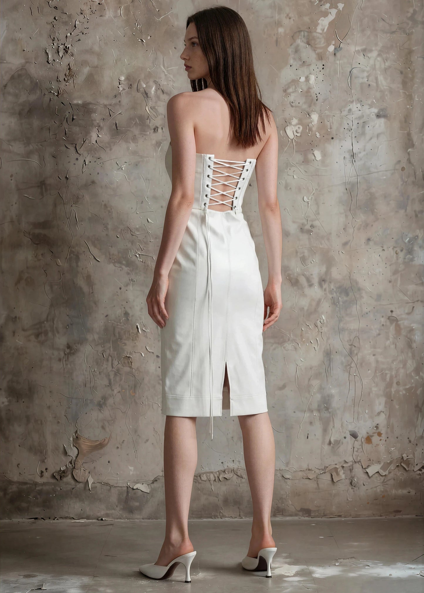 
                  
                    Daria stretch leather dress white
                  
                