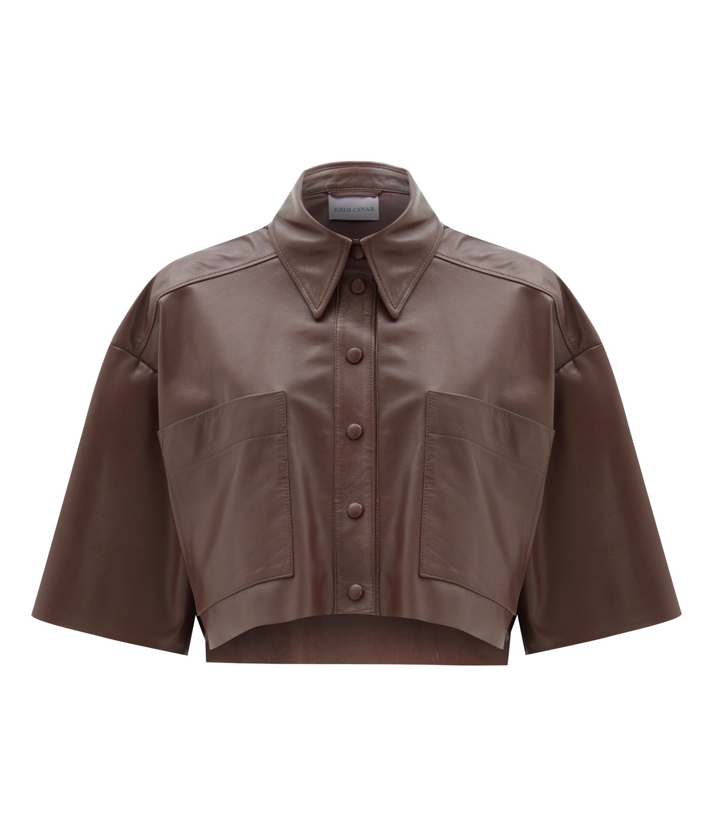 
                  
                    Nathalie Leather Crop Shirt Chocolate Brown
                  
                
