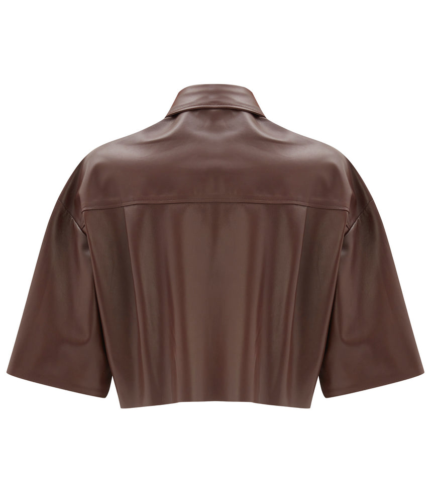 
                  
                    Nathalie Leather Crop Shirt Chocolate Brown
                  
                