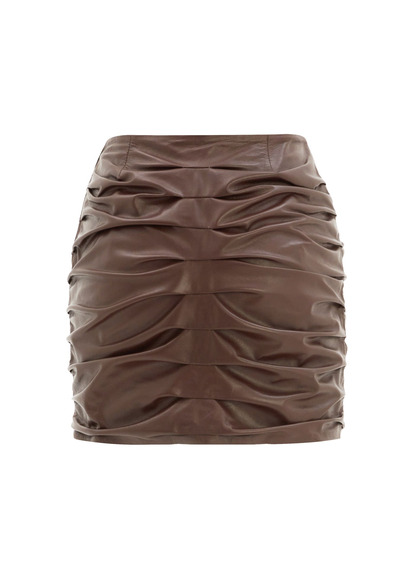 
                  
                    June Ruched Leather Skirt
                  
                