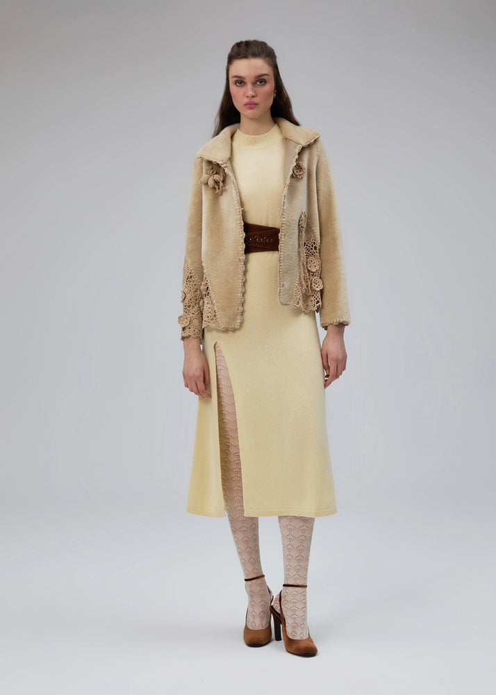 
                  
                    Oya hand crocheted shearling jacket magnolia
                  
                