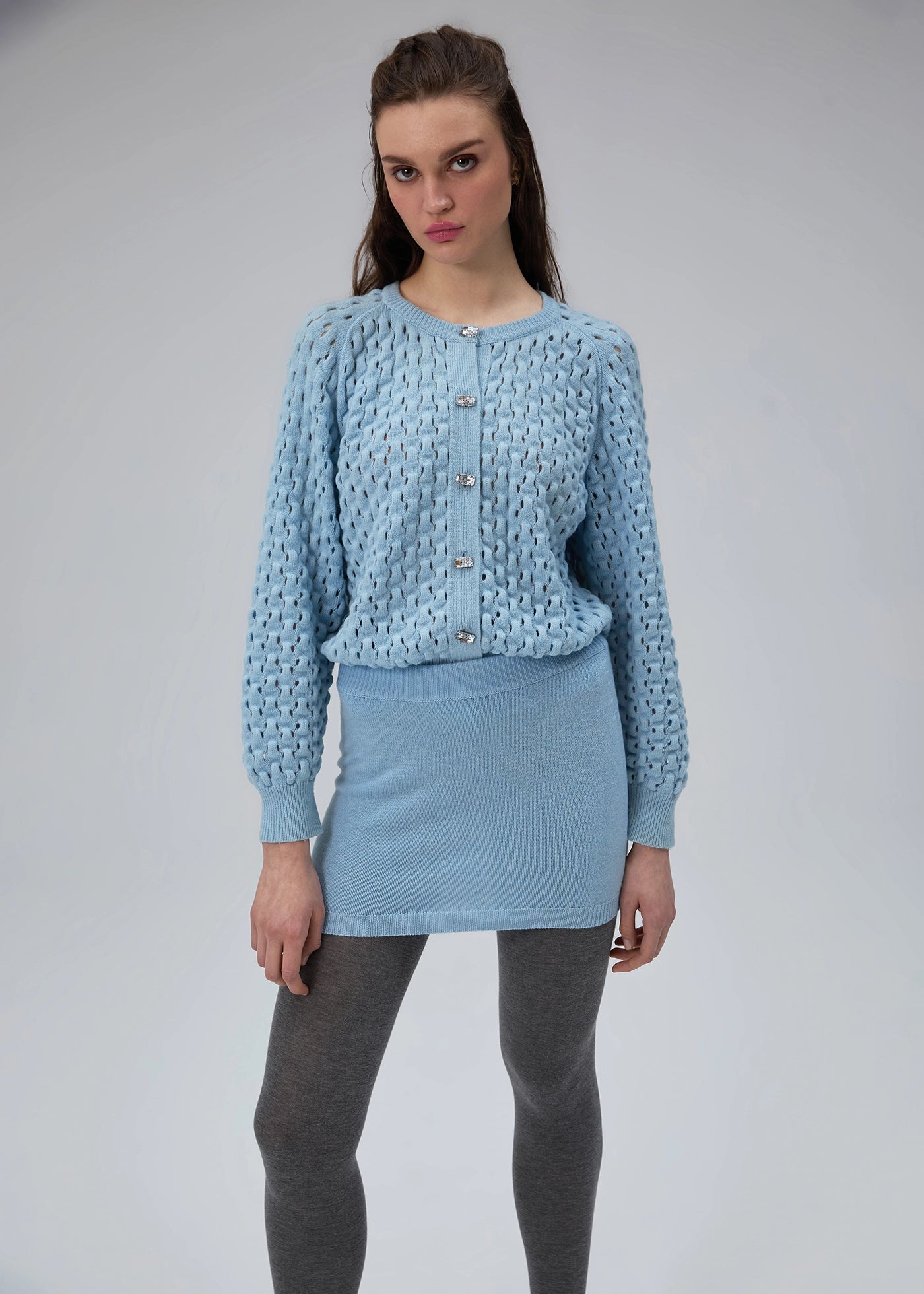 
                  
                    Ele cashmere mini skirt baby blue
                  
                