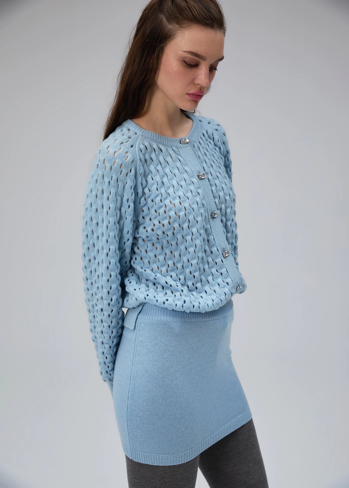 
                  
                    Ele cashmere mini skirt baby blue
                  
                