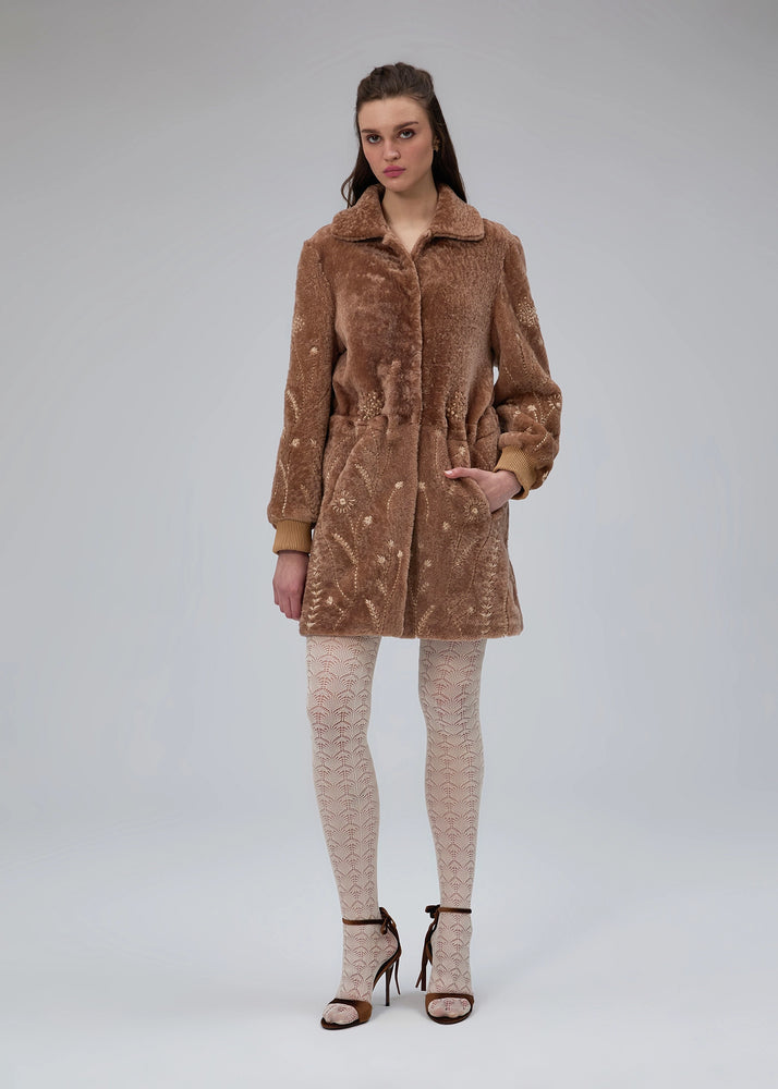 
                  
                    Chloé hand embroidered shearling Coat english rose
                  
                