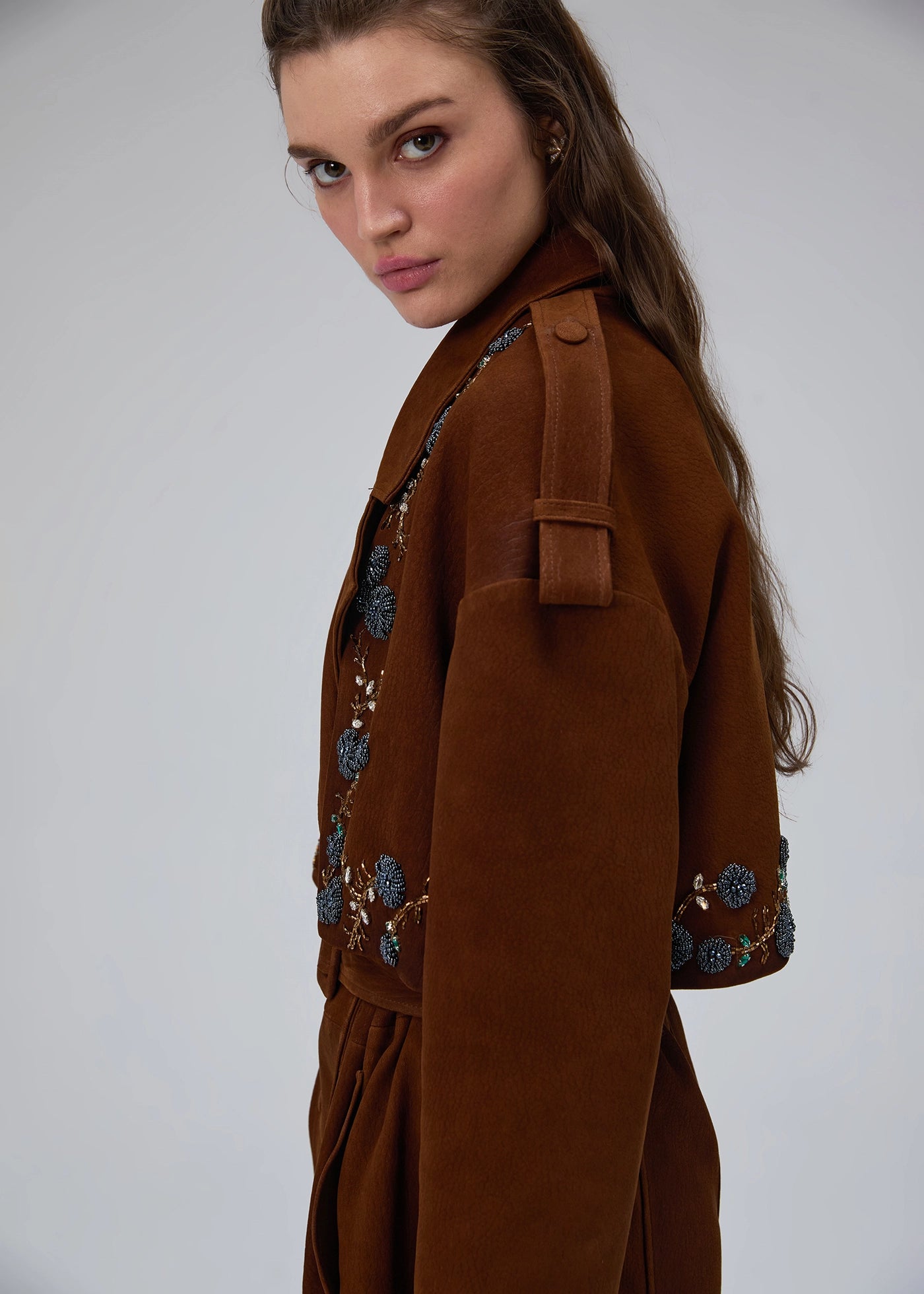 
                  
                    Kate hand embroidered nubuck leather trench
                  
                