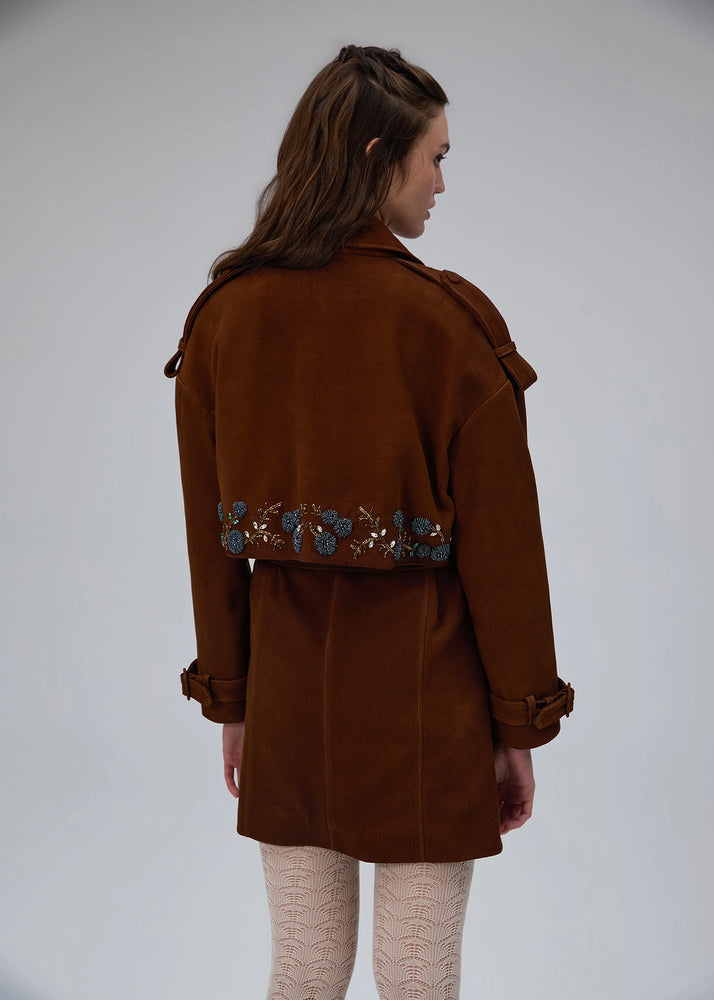 
                  
                    Kate hand embroidered nubuck leather trench
                  
                