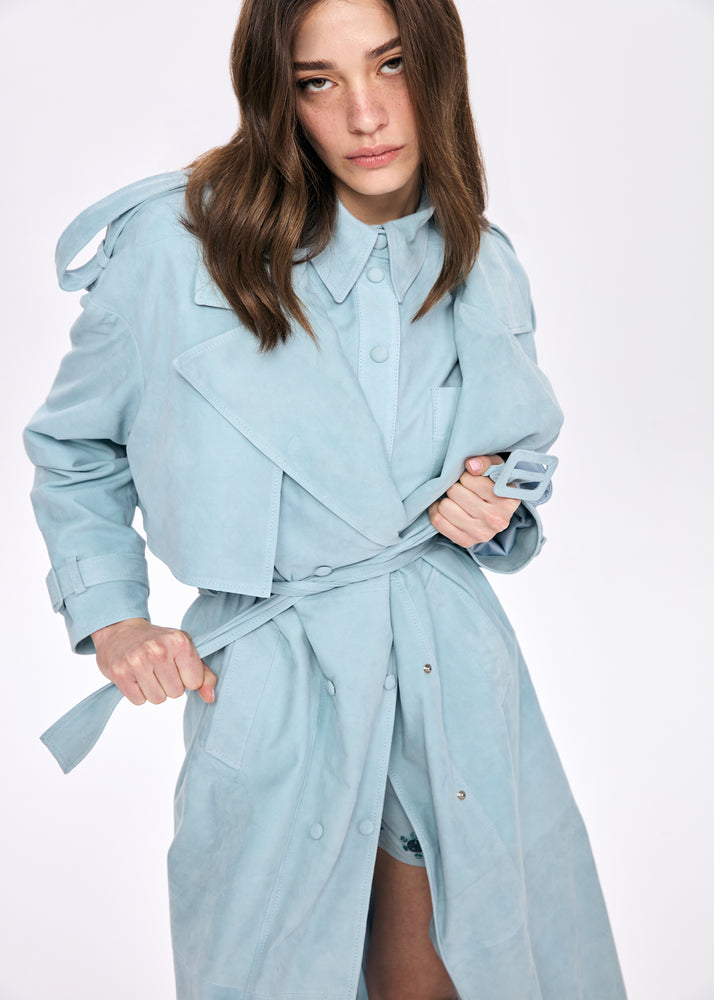 
                  
                    Bella Suede Leather Trench Coat
                  
                