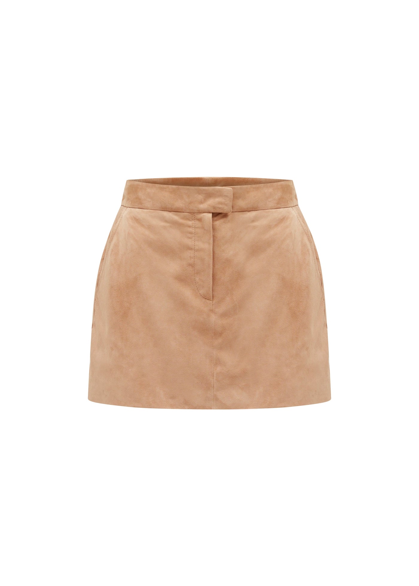 Olena suede leather mini skirt beige Ezgi Cinar