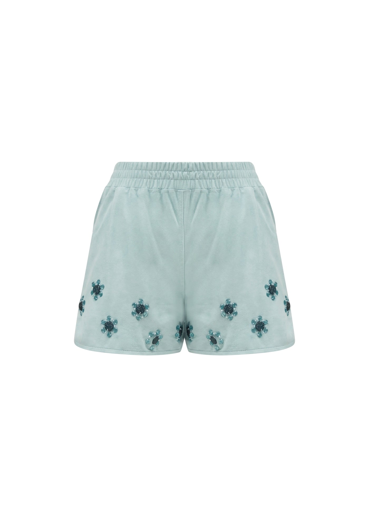 
                  
                    E- Suede Leather Hand Embroidered Shorts
                  
                