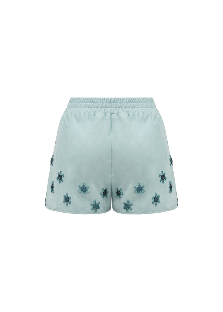 
                  
                    E- Suede Leather Hand Embroidered Shorts
                  
                