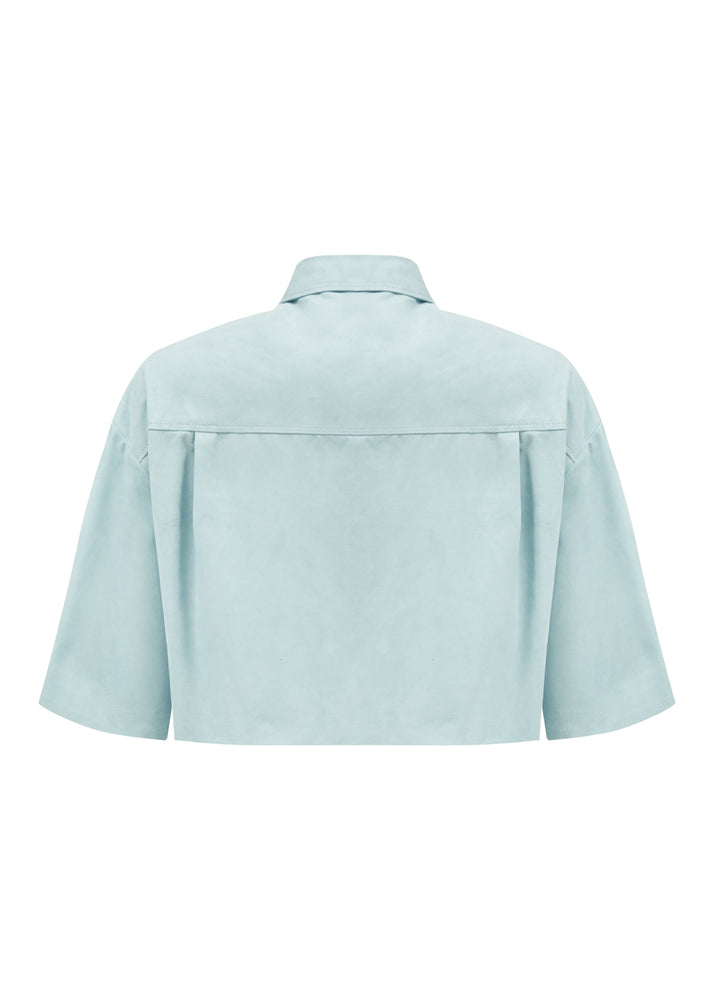 
                  
                    Nathalie Suede Leather Crop Shirt baby blue
                  
                