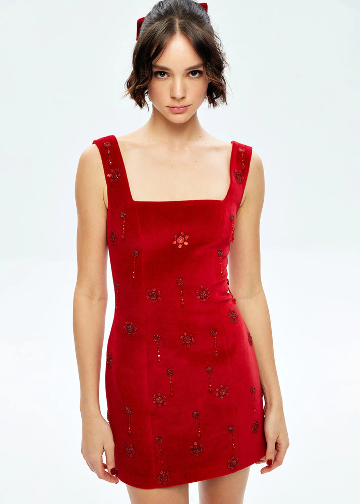 
                  
                    Birthday dress hand embroidered Velvet red
                  
                