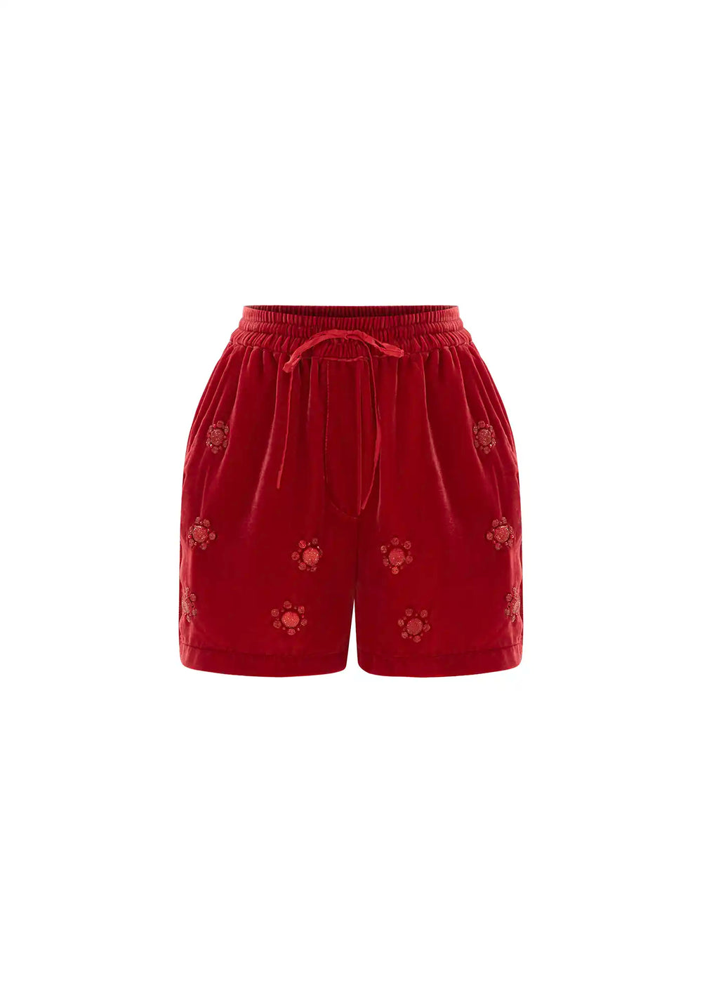 Embroidered velvet shorts hotsell