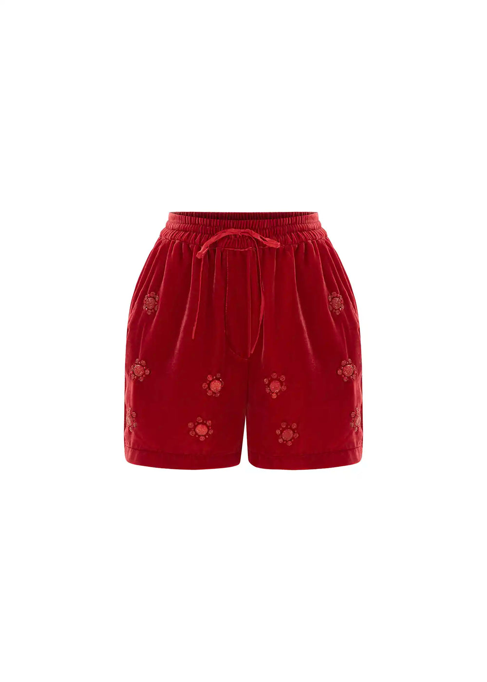 Embroidered velvet shorts hot sale