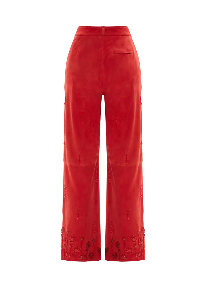 
                  
                    Christine hand embroidered suede leather pants
                  
                