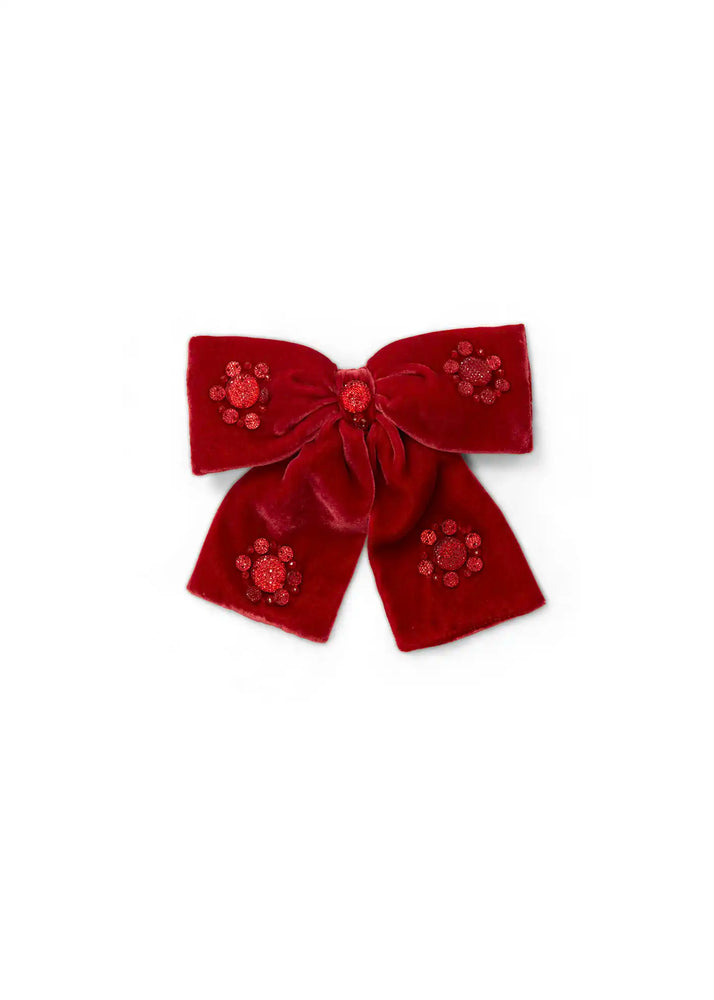 
                  
                    E hand embroidered hair bow clip red
                  
                
