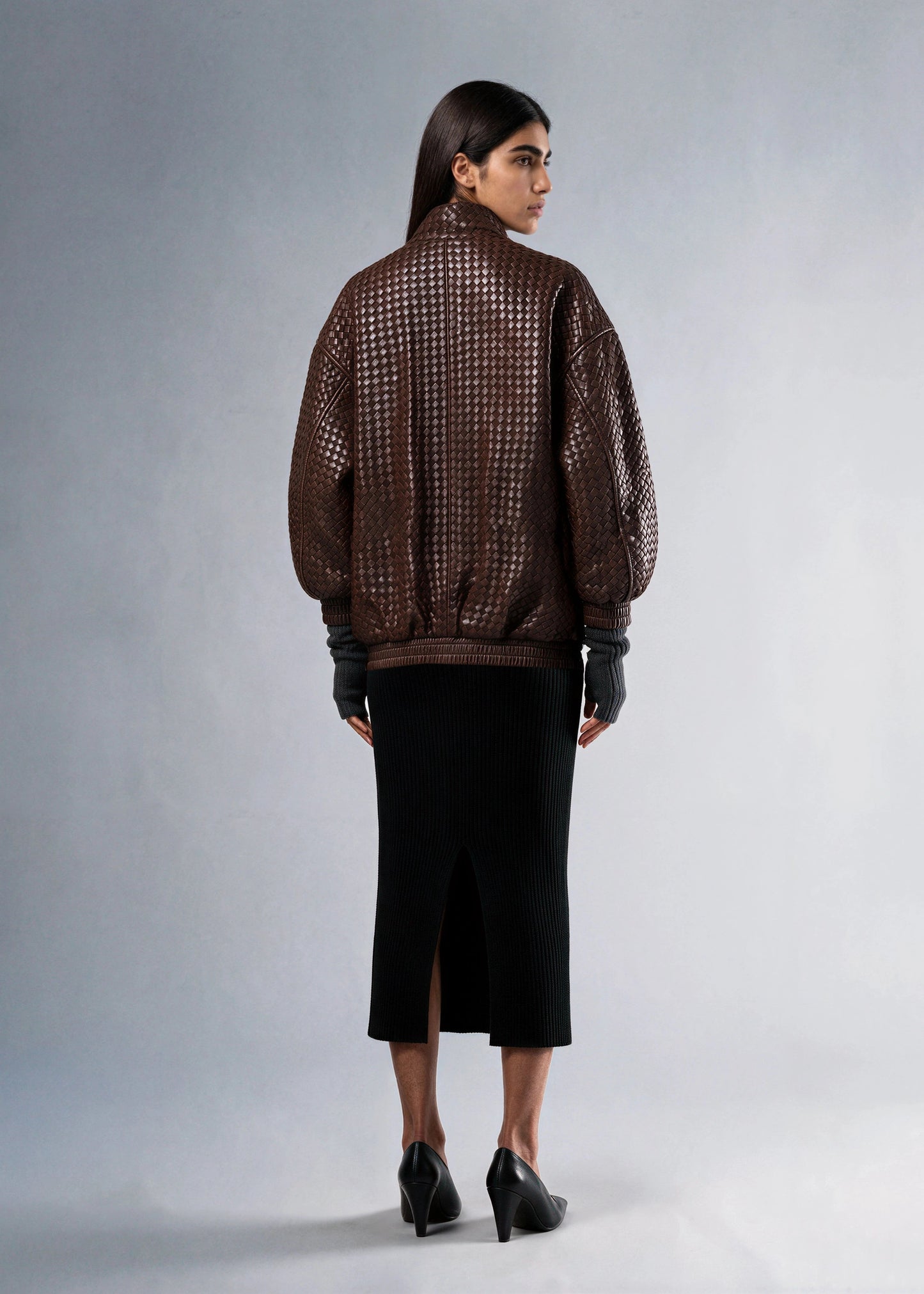 
                  
                    Hubby`s hand-woven leather jacket
                  
                