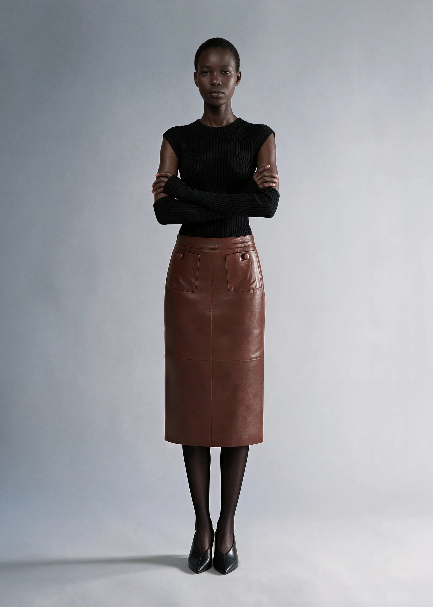 
                  
                    Therie leather skirt chocolate brown
                  
                