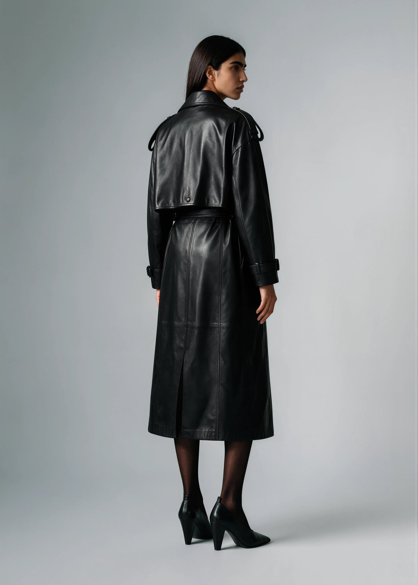 
                  
                    Bella Leather Trench Coat Black
                  
                