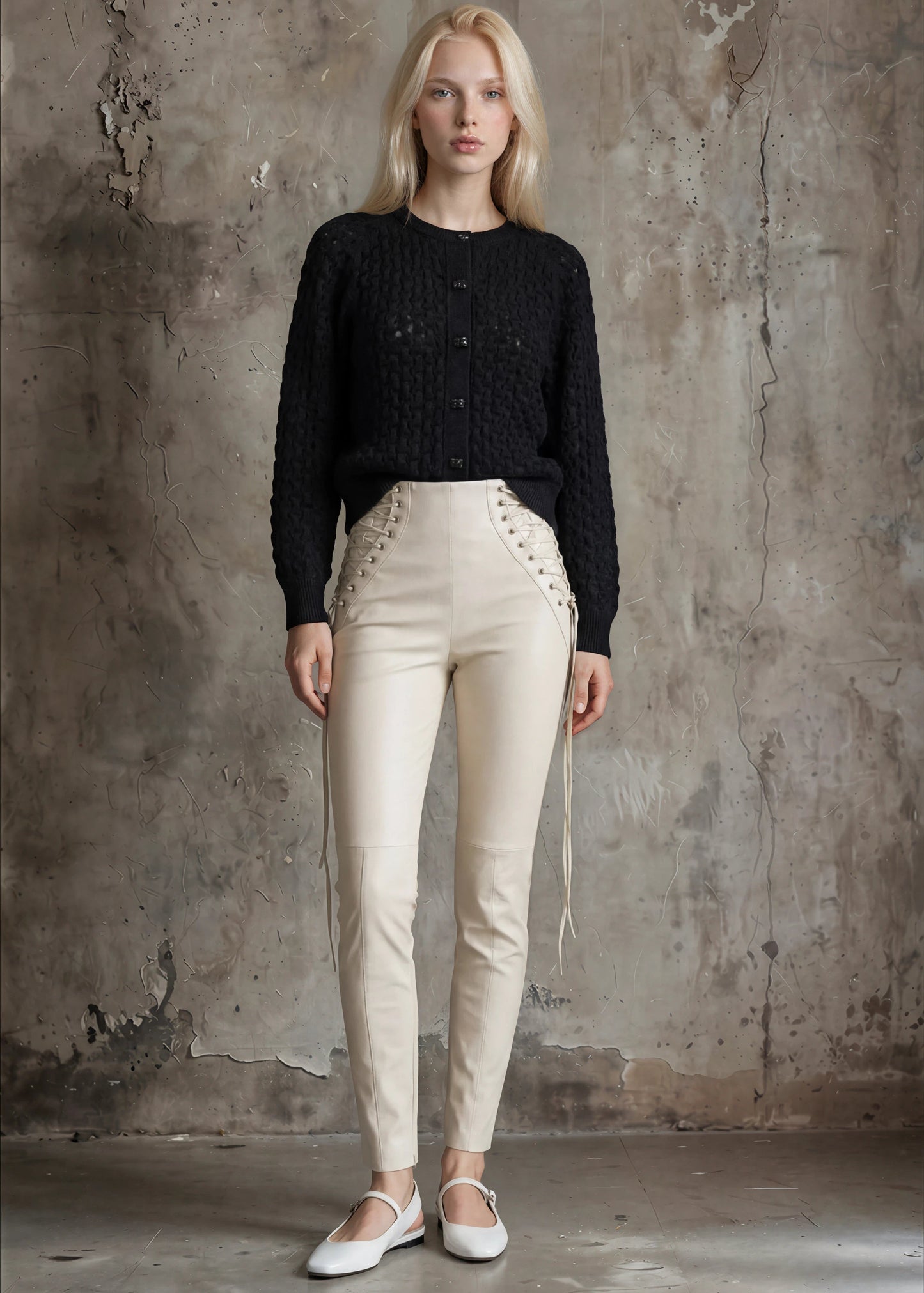 
                  
                    Sim stretch leather pants off-white
                  
                