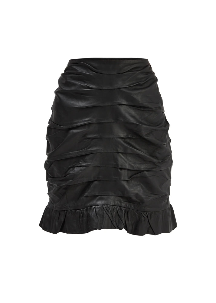 
                  
                    Wilvy Ruched Leather Skirt
                  
                