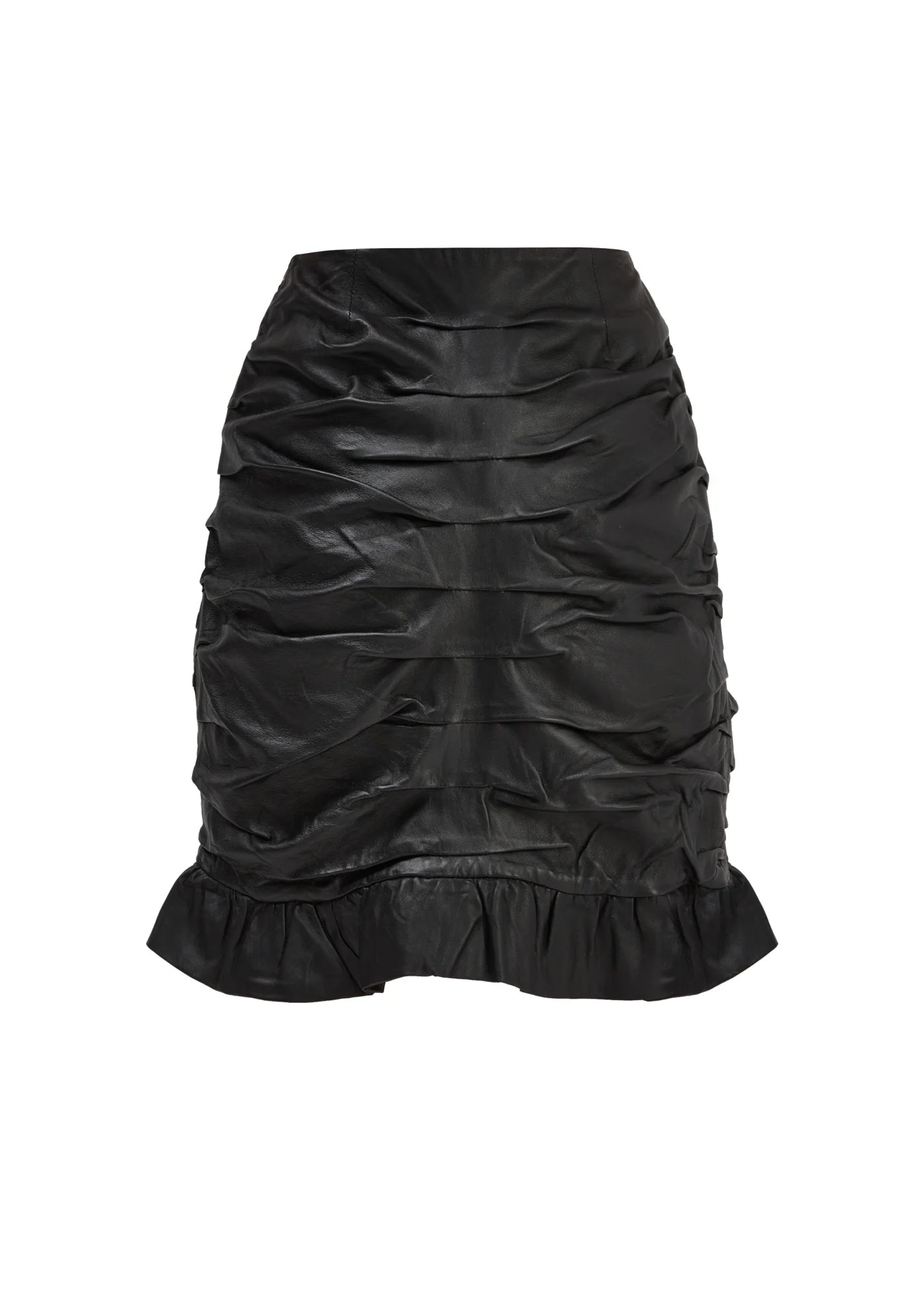 
                  
                    Wilvy Ruched Leather Skirt
                  
                
