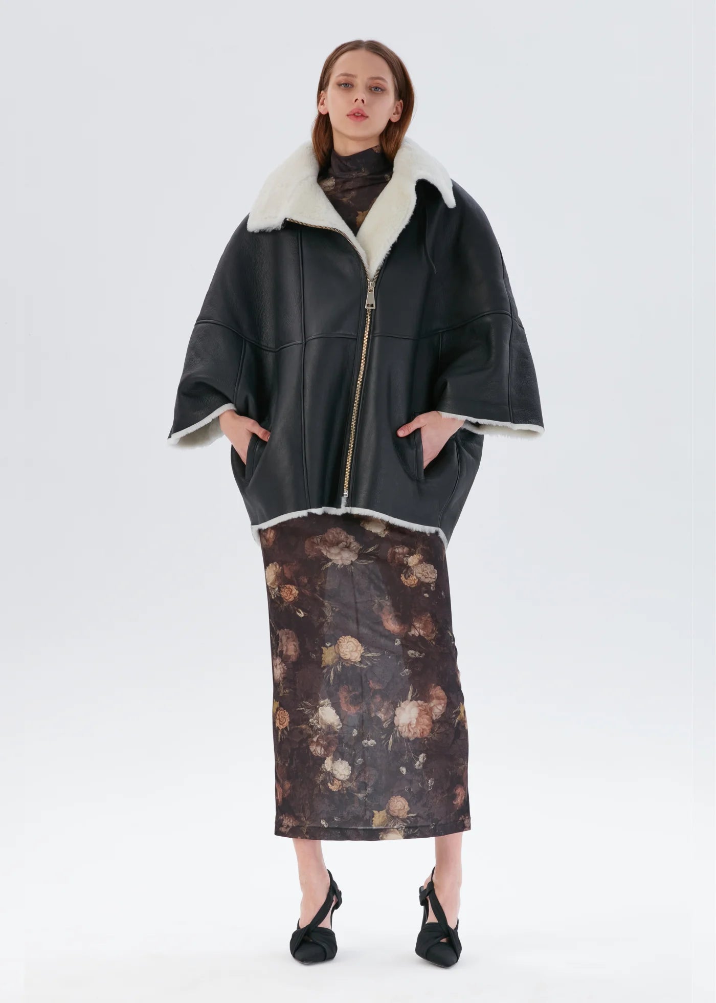 
                  
                    Derya Merino Shearling Cape Jacket
                  
                