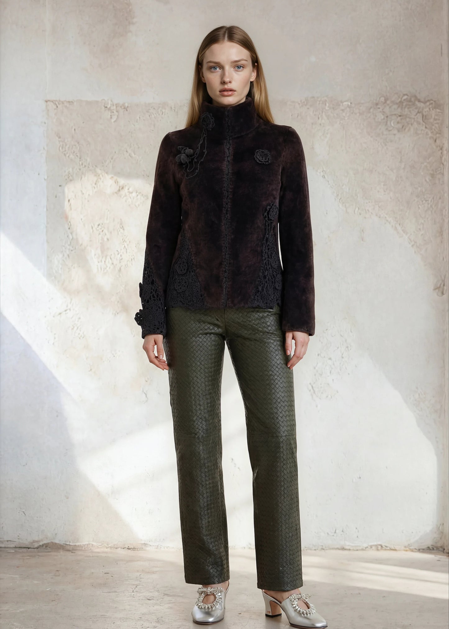 
                  
                    Christine hand woven supple leather pants dark green
                  
                