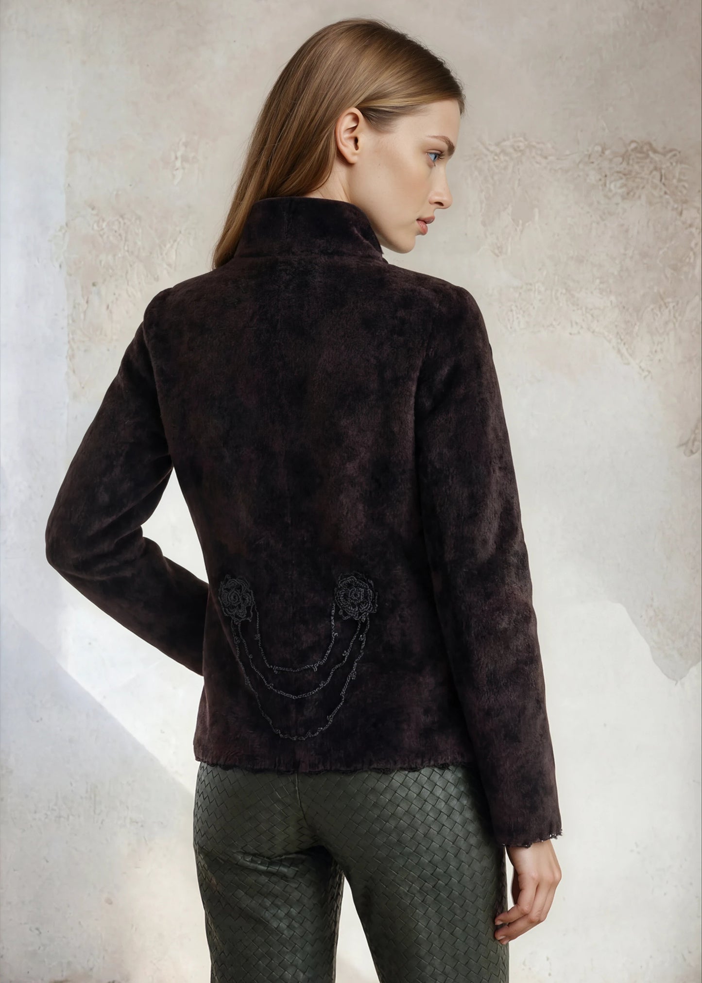 
                  
                    Christine hand woven supple leather pants dark green
                  
                