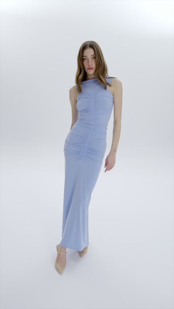 
                  
                    Load and play video in Gallery viewer, Irina Ruched Dress baby blue
                  
                