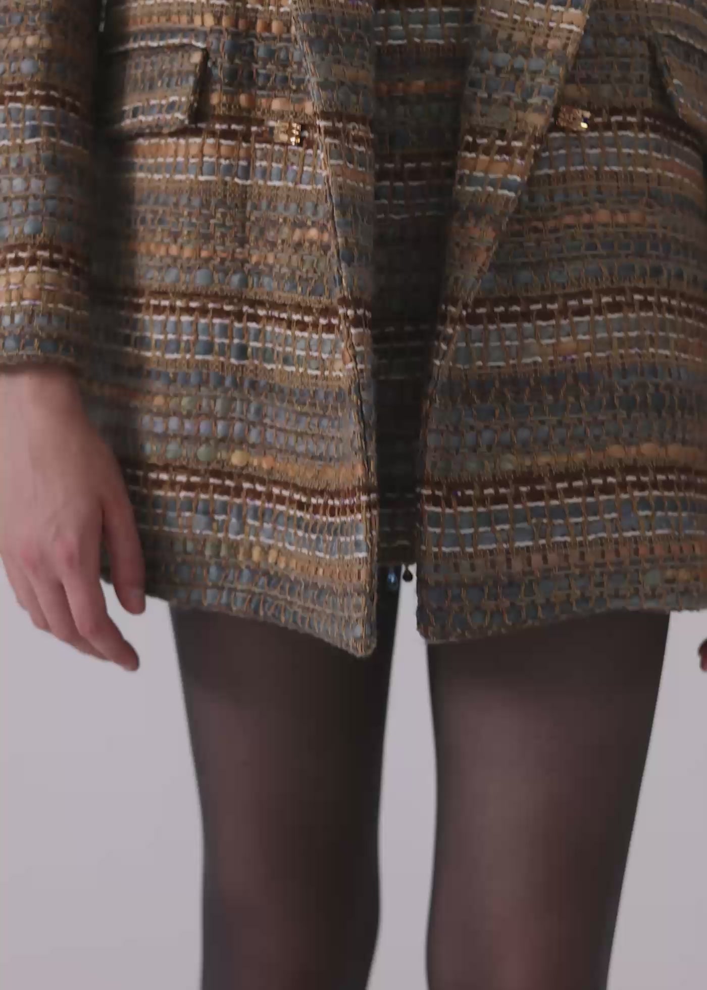
                  
                    Load and play video in Gallery viewer, Rosalia french tweed mini skirt gray-blue
                  
                