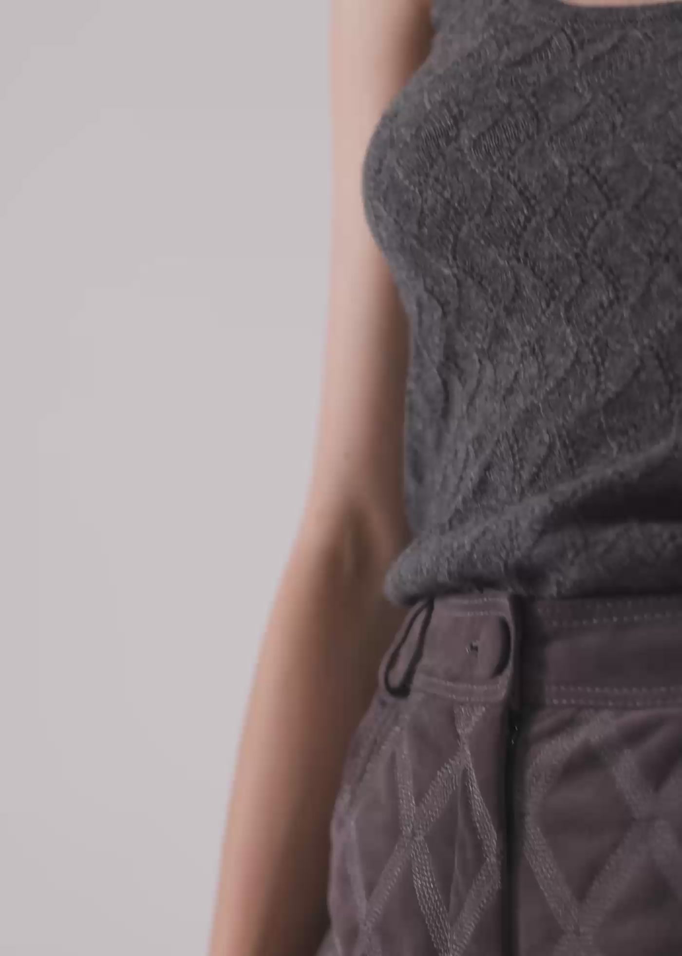 
                  
                    Load and play video in Gallery viewer, Christine Quilted Leather Pants Gray
                  
                