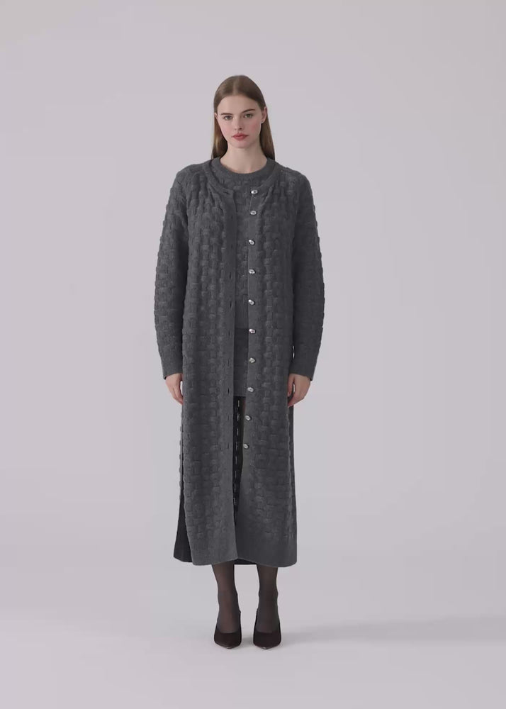 
                  
                    Load and play video in Gallery viewer, Arden Cashmere Long Cardigan Gray
                  
                
