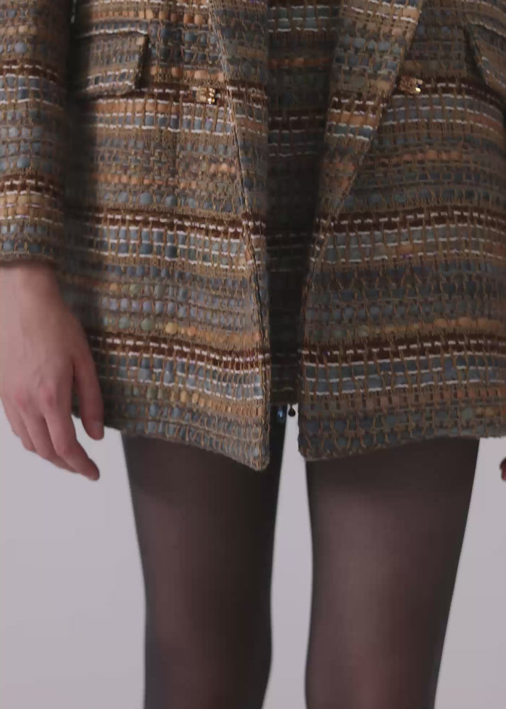 
                  
                    Load and play video in Gallery viewer, Caro tweed oversize blazer gray-blue
                  
                