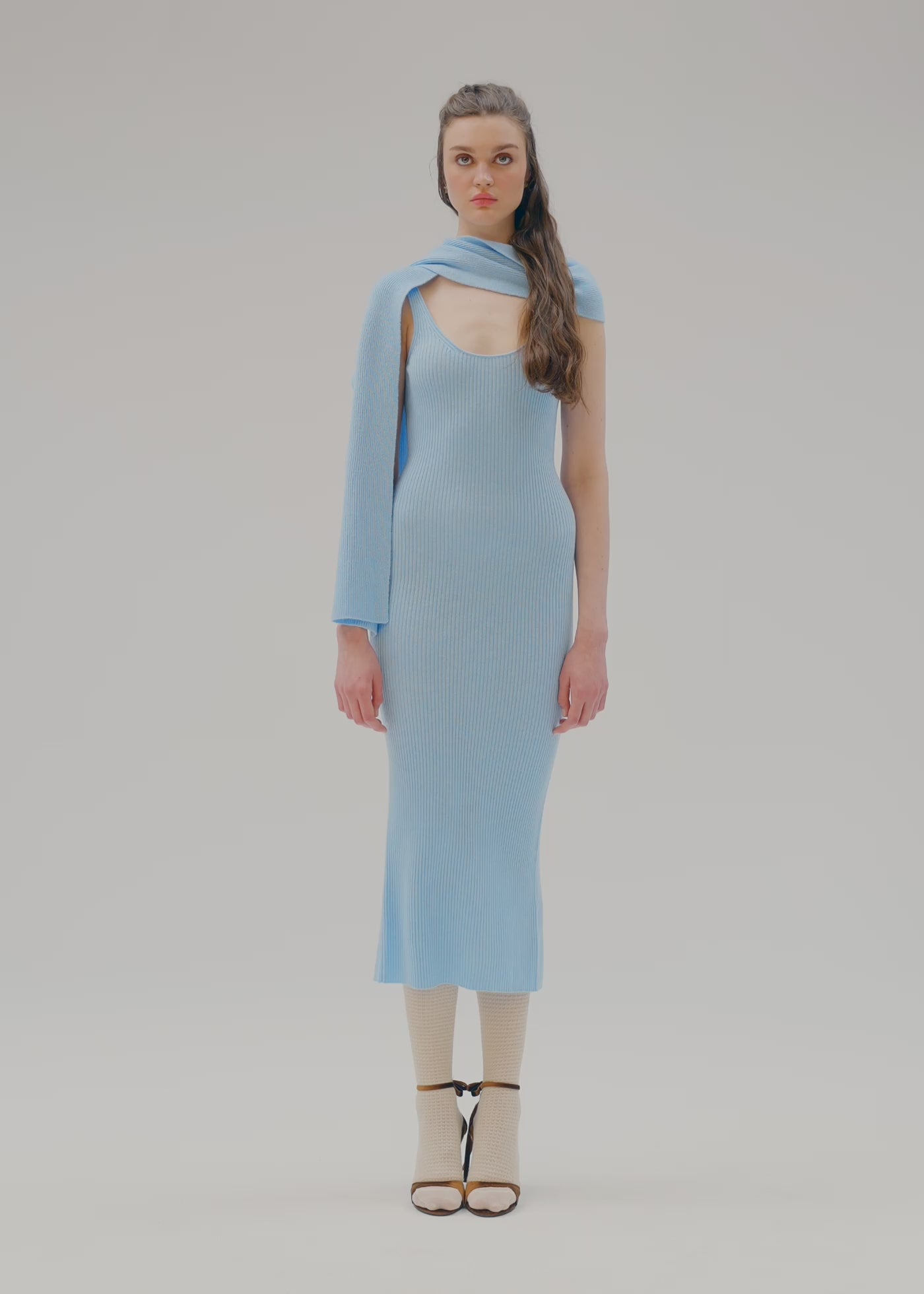 
                  
                    Load and play video in Gallery viewer, Jolie Cashmere Dress baby blue
                  
                