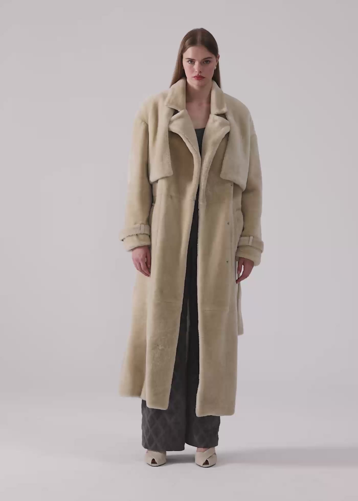 
                  
                    Load and play video in Gallery viewer, PRE-ORDER Bella Shearling Trench Coat
                  
                