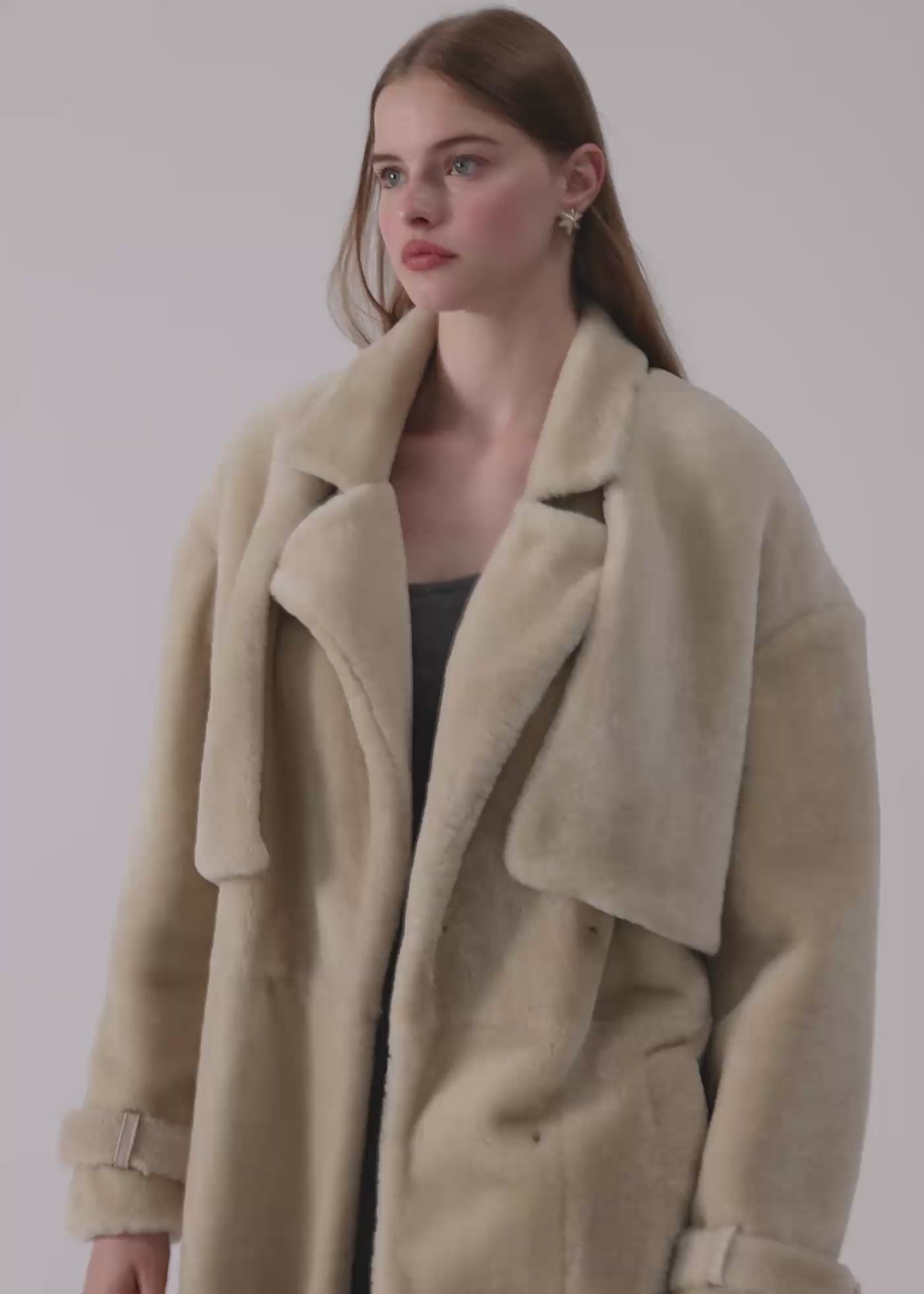 
                  
                    Load and play video in Gallery viewer, PRE-ORDER Bella Shearling Trench Coat
                  
                