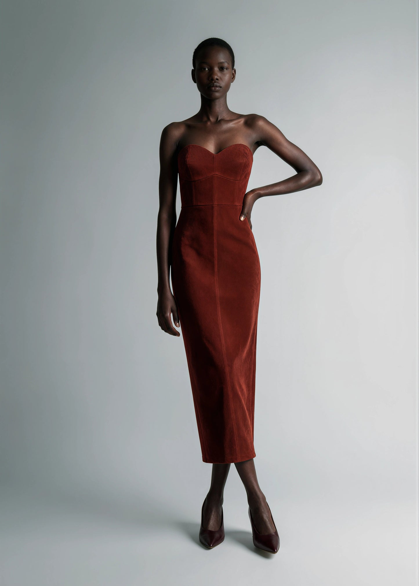 
                  
                    Daria stretch suede leather dress long
                  
                